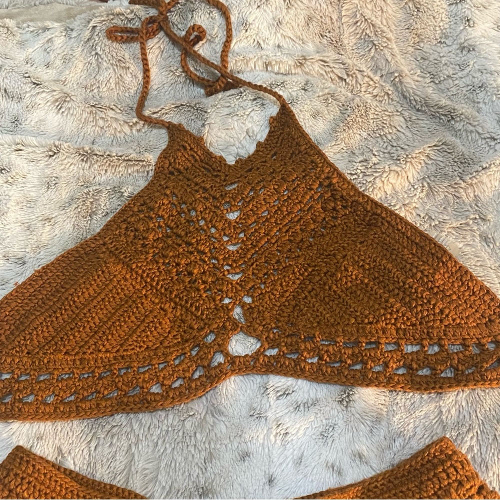 Ootdfash brown crotchet bikini